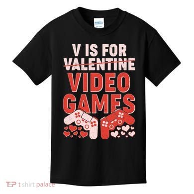 Funny V is For Video Games Gaming Fan Kids T-Shirt