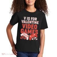 Funny V is For Video Games Gaming Fan Kids T-Shirt thumb 2