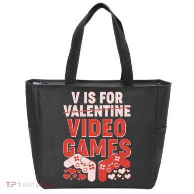 Funny V is For Video Games Gaming Fan Tote Bag