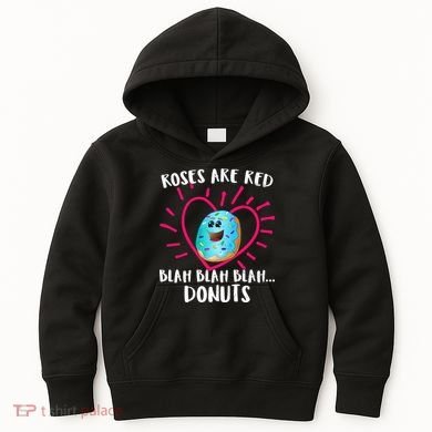 Funny Valentines Day Donuts Roses Are Red Kids Hoodie