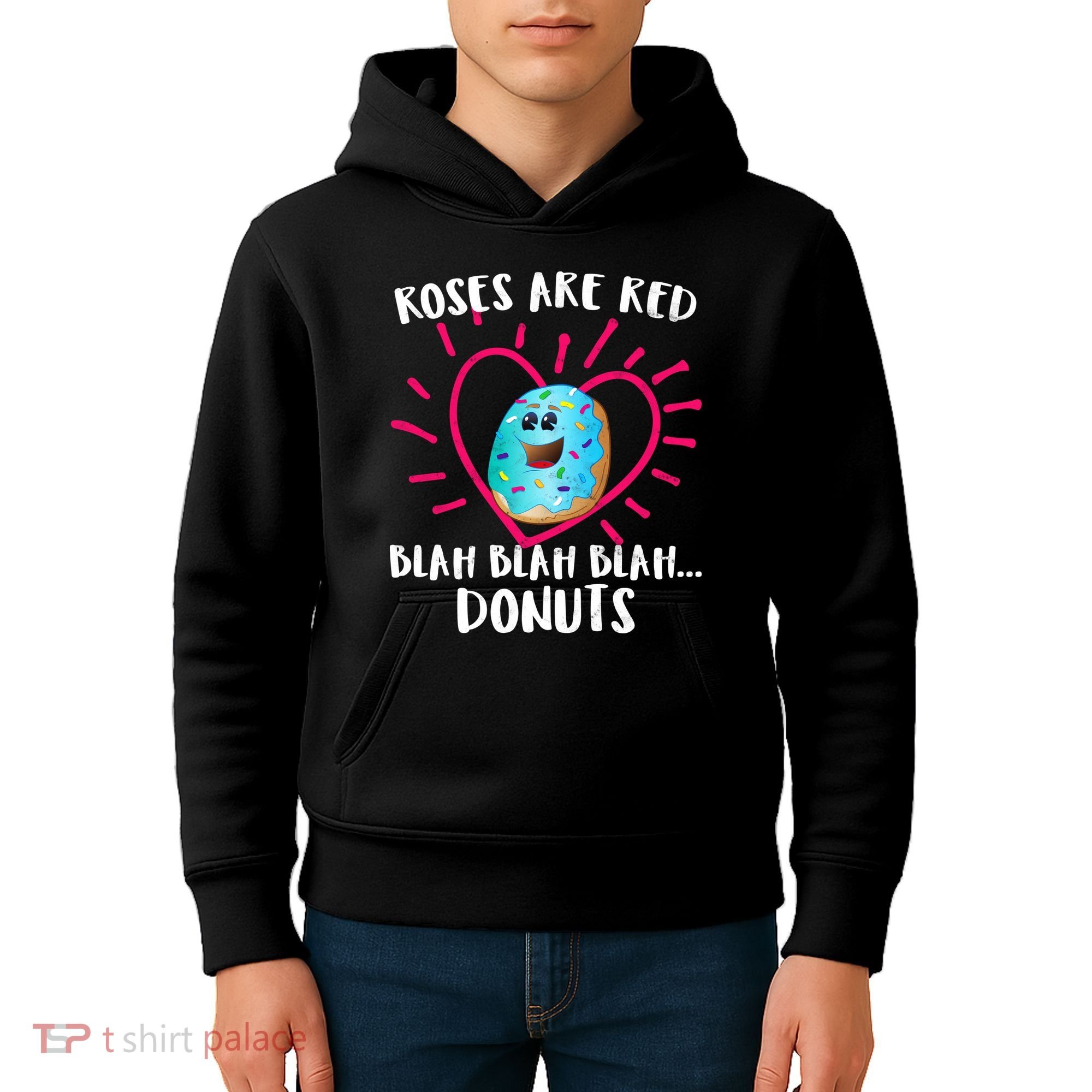 Funny Valentines Day Donuts Roses Are Red Kids Hoodie