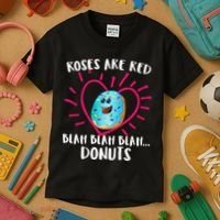 Funny Valentines Day Donuts Roses Are Red Kids T-Shirt thumb 3