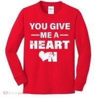 Funny Valentines Day Give Me A Heart On Kids Long Sleeve Shirt thumb 0