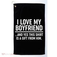 Funny Valentine's Day I Love My Boyfriend  Golf Towel thumb 0