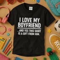 Funny Valentine's Day I Love My Boyfriend  Kids T-Shirt thumb 3