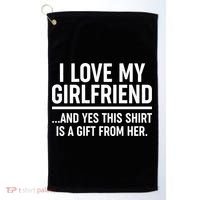 Funny Valentine's Day I Love My Girlfriend Golf Towel thumb 0