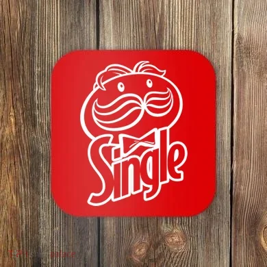 Funny Valentine's Day Single Chips Logo Coaster