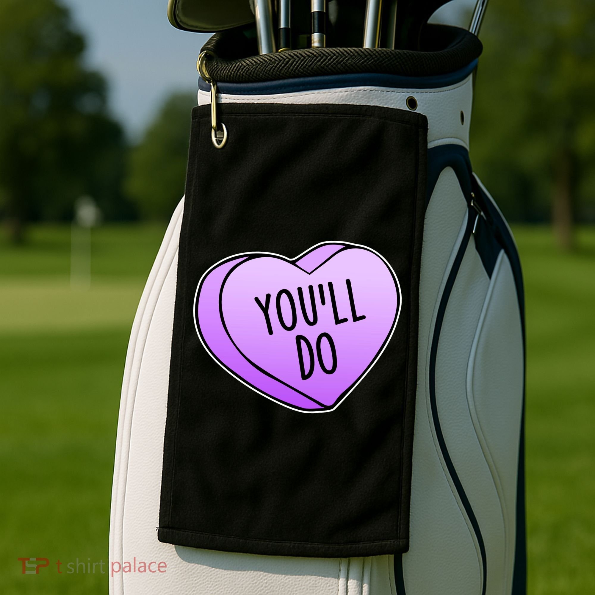 Funny Valentine's Day You'll Do Candy Heart Anti-Valentine Golf Towel