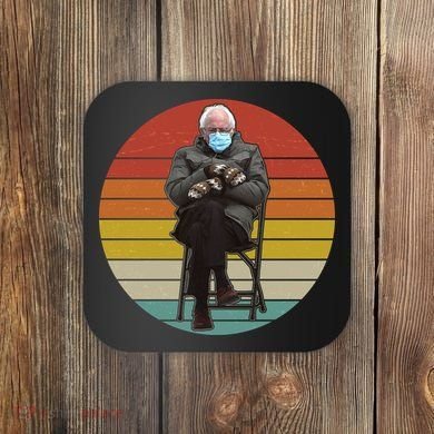 Funny Vintage Bernie Sanders Mitten Meme Coaster