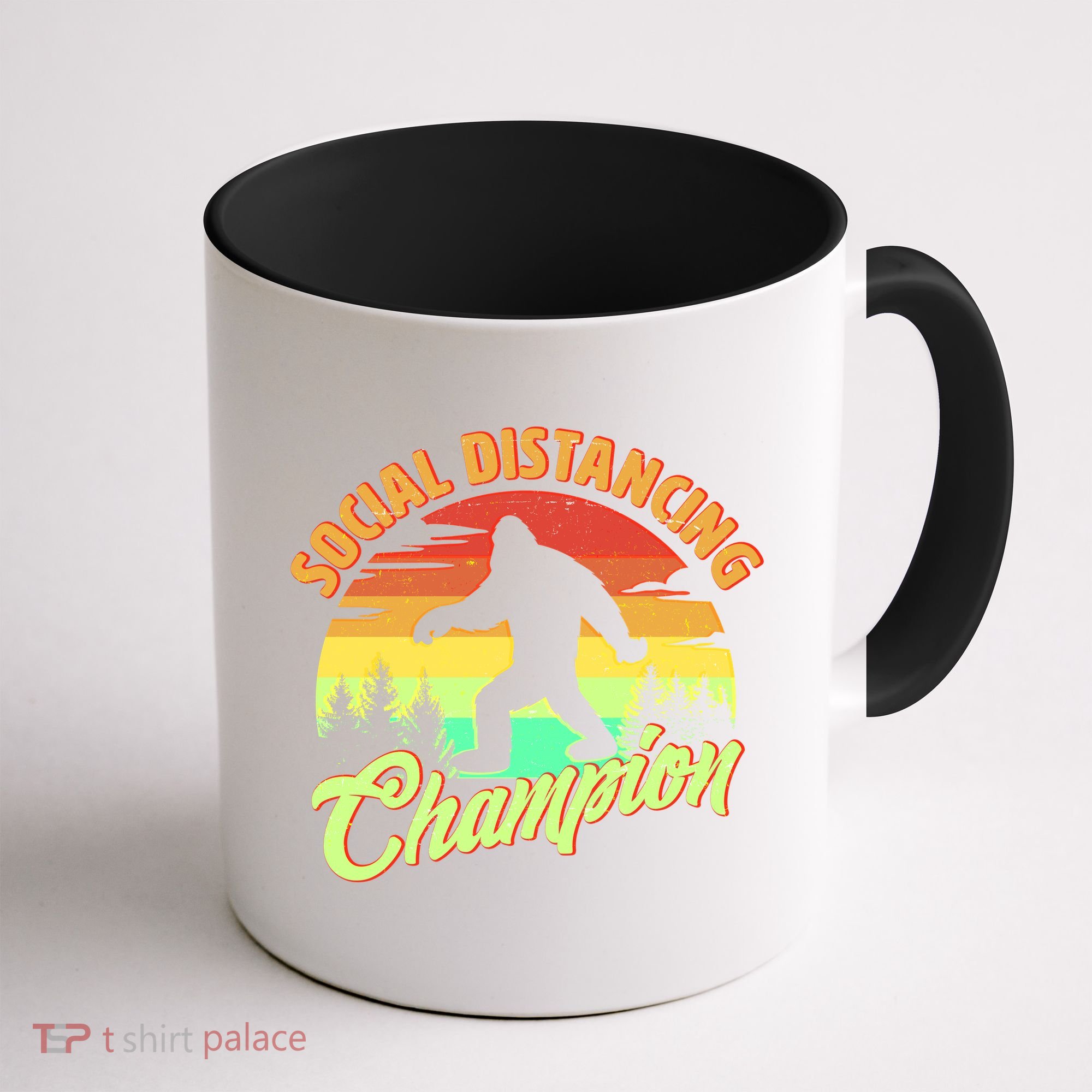 Funny Vintage Bigfoot Social Distancing Champion Coffee Mug