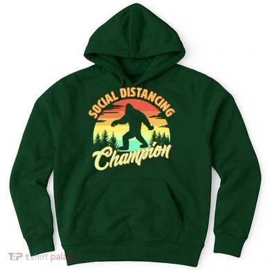 Funny Vintage Bigfoot Social Distancing Champion Hoodie