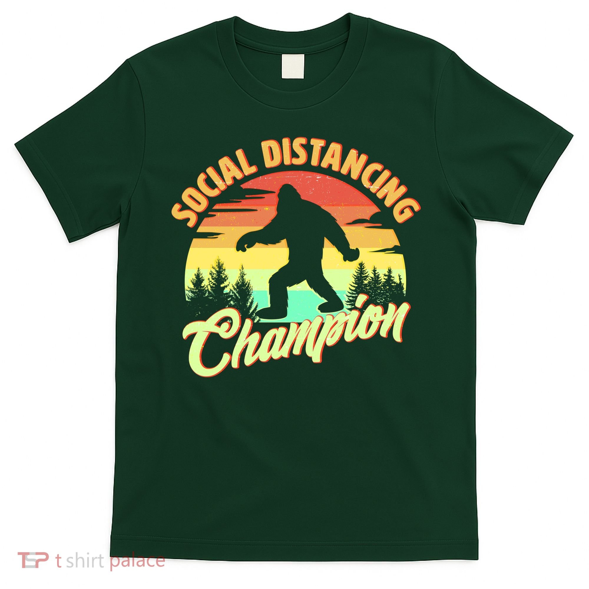 Funny Vintage Bigfoot Social Distancing Champion T-Shirt