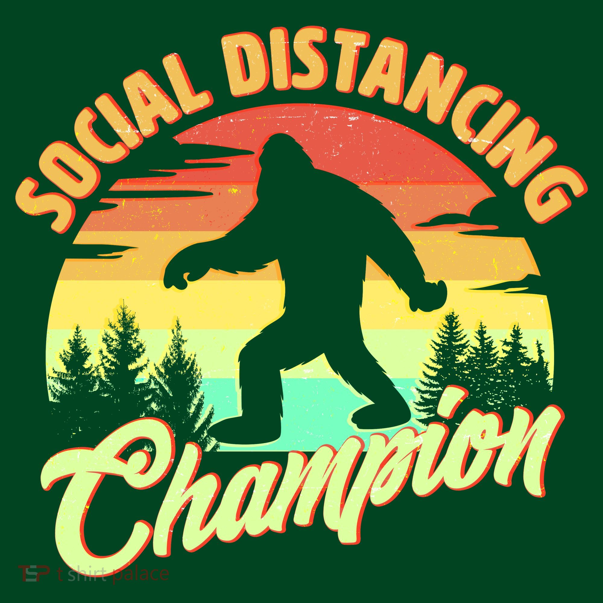 Funny Vintage Bigfoot Social Distancing Champion T-Shirt