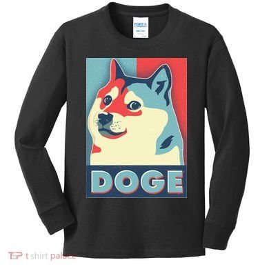 Funny Vintage Doge Meme Crypto Currency Kids Long Sleeve Shirt