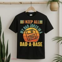 Funny Vintage I Keep All My Dad Jokes In A Dad-A-Base T-Shirt thumb 2