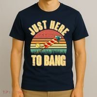 Funny Vintage Just Here To Bang July 4th T-Shirt thumb 3