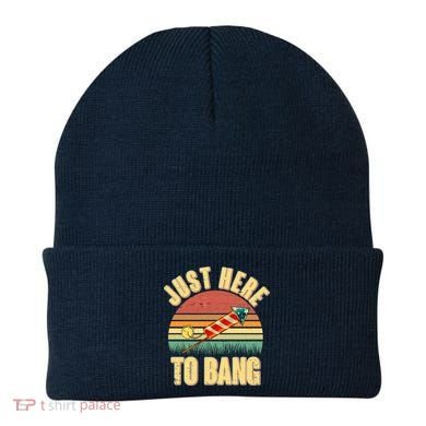 Funny Vintage Just Here To Bang July 4th Beanie
