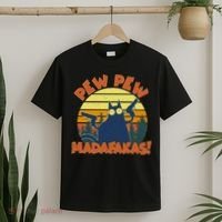 Funny Vintage Pew Pew Madafakas Gun Cat T-Shirt thumb 2