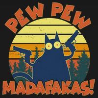 Funny Vintage Pew Pew Madafakas Gun Cat T-Shirt thumb 7