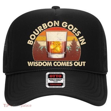 Funny Vintage Retro Bourbon Goes In Wisdom Comes Out Hat