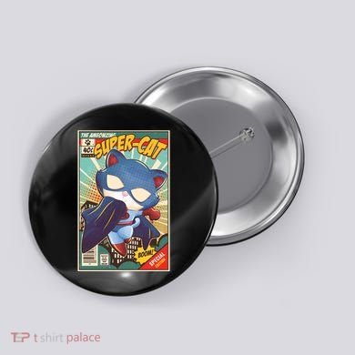 Funny Vintage The Ameowzing Super-Cat Comic Cover Button