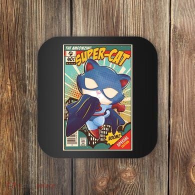 Funny Vintage The Ameowzing Super-Cat Comic Cover Coaster