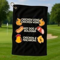 Funny Viral Chicken Wing Song Meme Golf Towel thumb 1