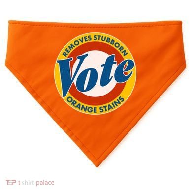 Funny VOTE Removes Stubborn Orange Stains USA-Made Doggie Bandana