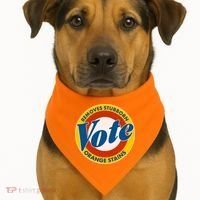 Funny VOTE Removes Stubborn Orange Stains USA-Made Doggie Bandana thumb 1