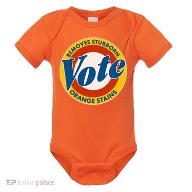 Funny VOTE Removes Stubborn Orange Stains Baby Bodysuit