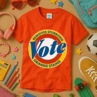 Funny VOTE Removes Stubborn Orange Stains Kids T-Shirt thumb 3