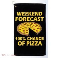 Funny Weekend Forecast 100 Percent Chance Of Pizza Golf Towel thumb 0