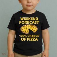 Funny Weekend Forecast 100 Percent Chance Of Pizza Toddler T-Shirt thumb 2