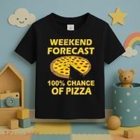 Funny Weekend Forecast 100 Percent Chance Of Pizza Toddler T-Shirt thumb 3