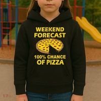 Funny Weekend Forecast 100 Percent Chance Of Pizza Kids Hoodie thumb 3