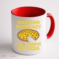 Funny Weekend Forecast 100 Percent Chance Of Pizza Coffee Mug thumb 1
