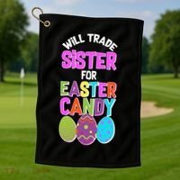Funny Will Trade Sister For Easter Candy Golf Towel thumb 1