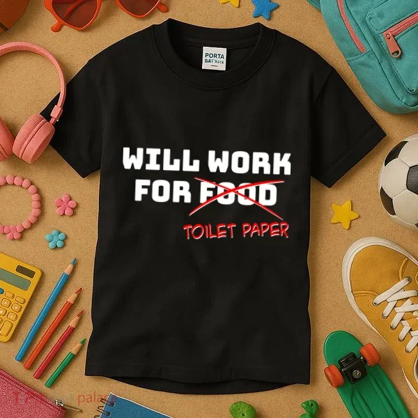 Funny Will Work For Toilet Paper Kids T-Shirt