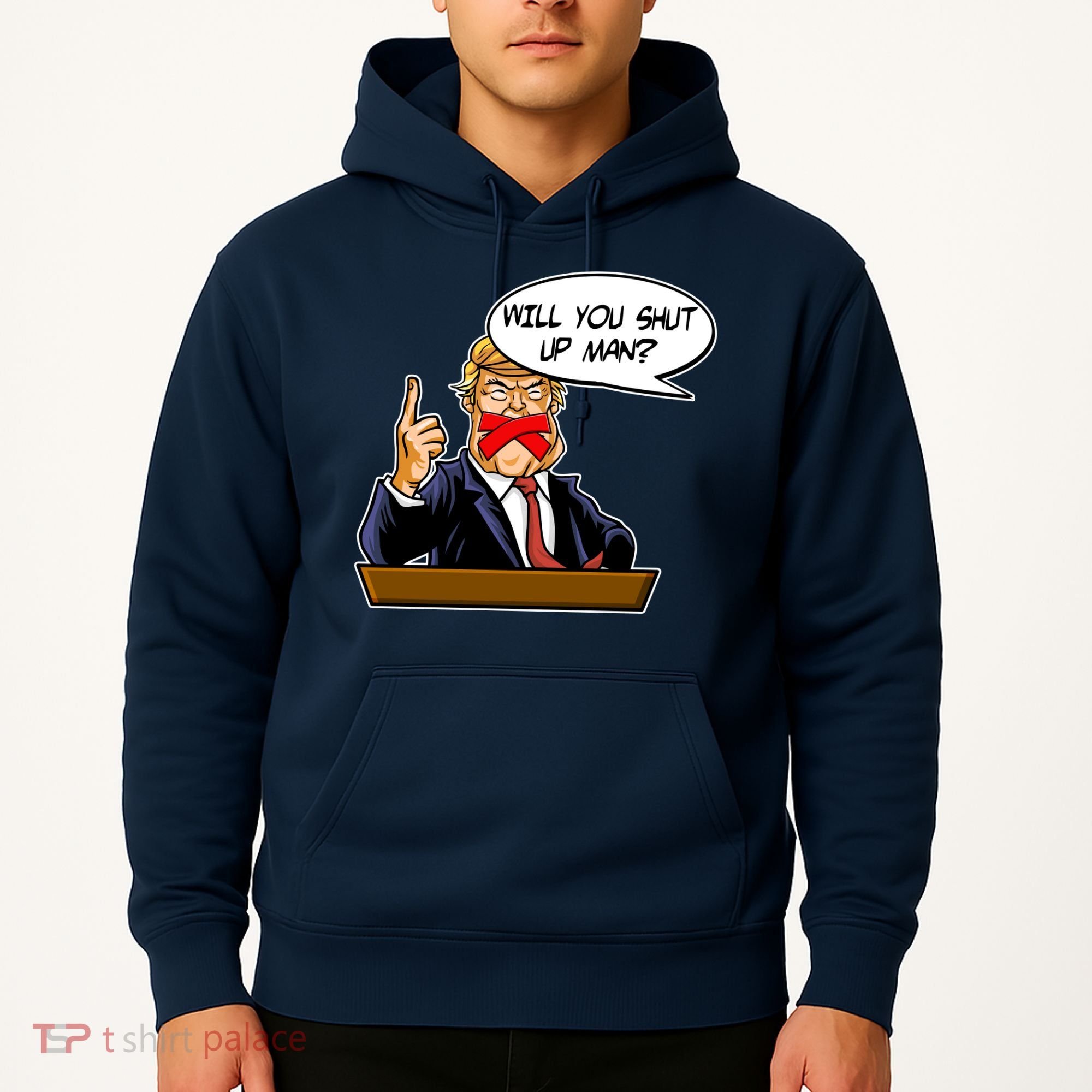 Funny Will You Shut Up Man Biden vs Trump Debate Comic Hoodie