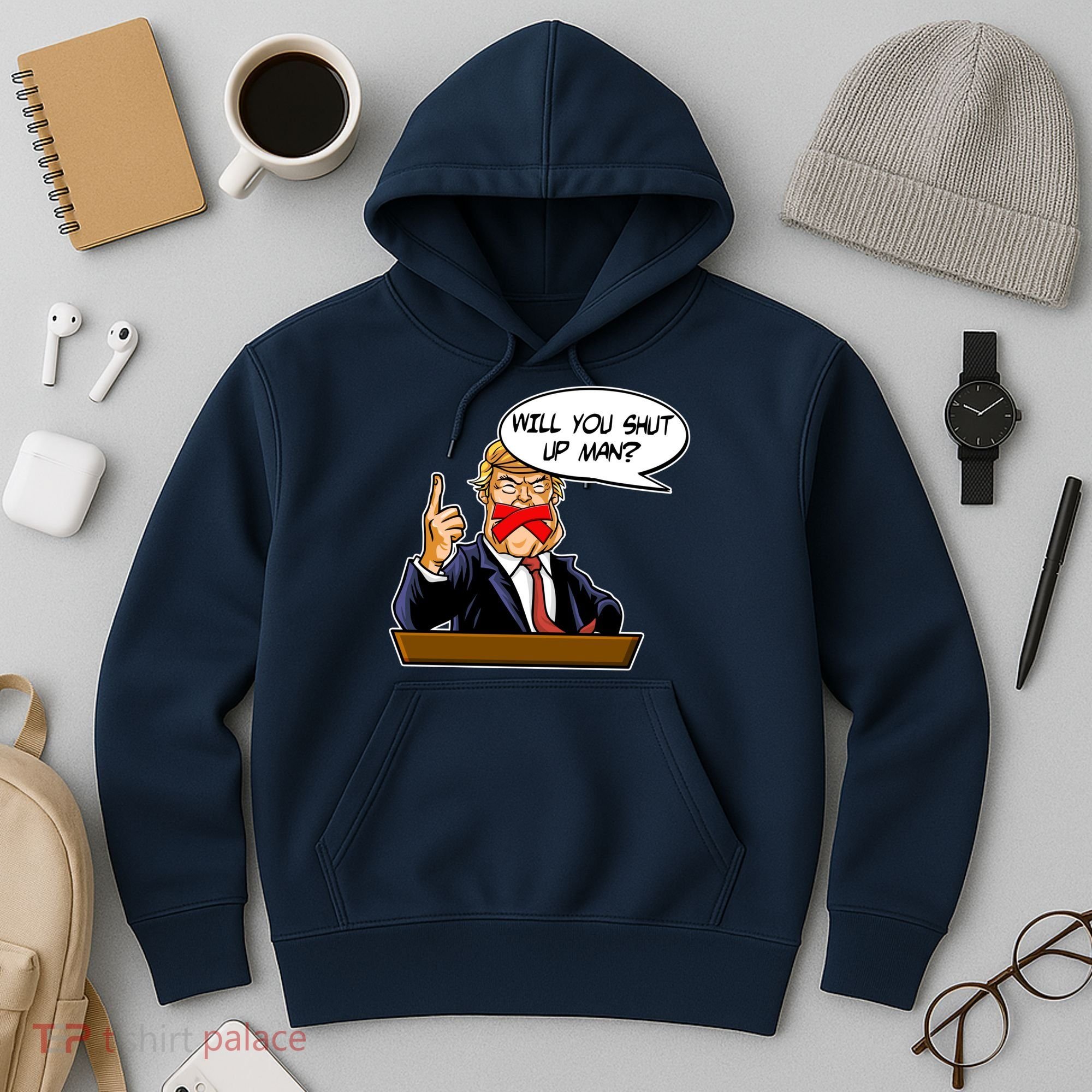 Funny Will You Shut Up Man Biden vs Trump Debate Comic Hoodie