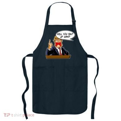 Funny Will You Shut Up Man Biden vs Trump Debate Comic Apron