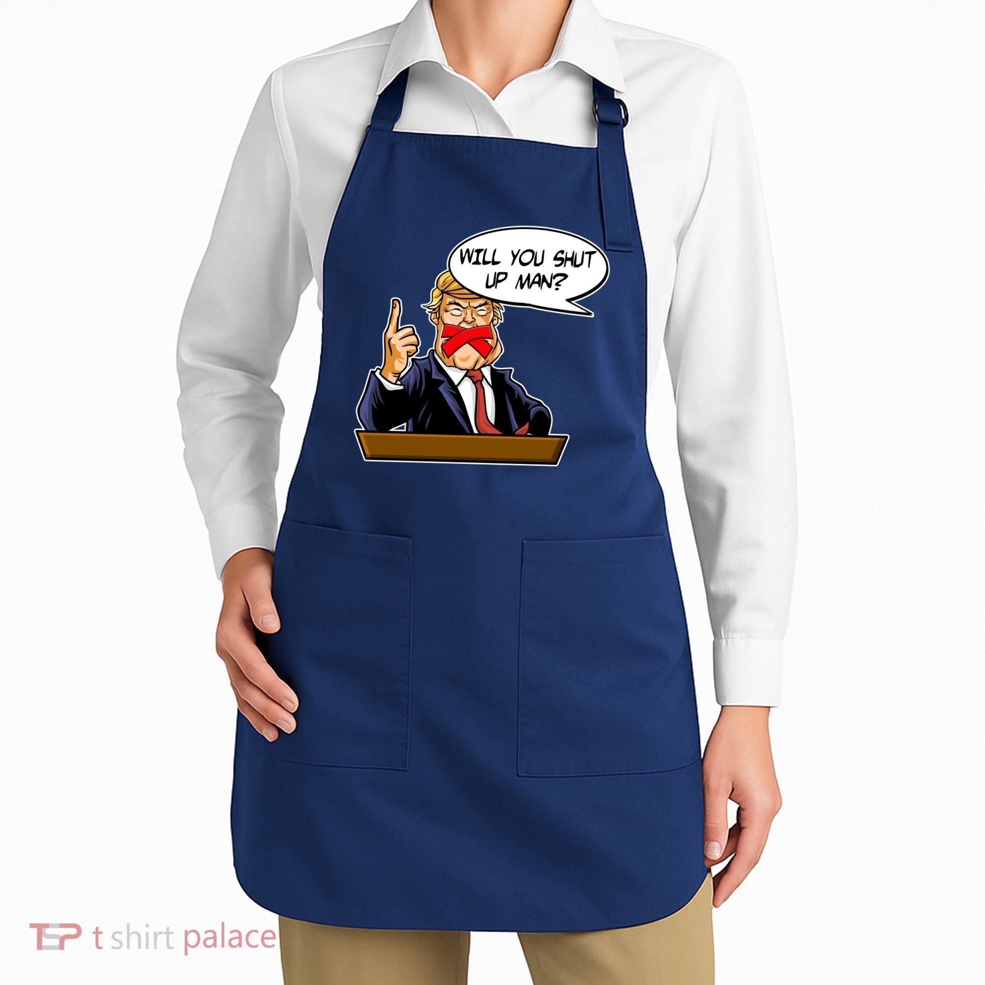 Funny Will You Shut Up Man Biden vs Trump Debate Comic Apron