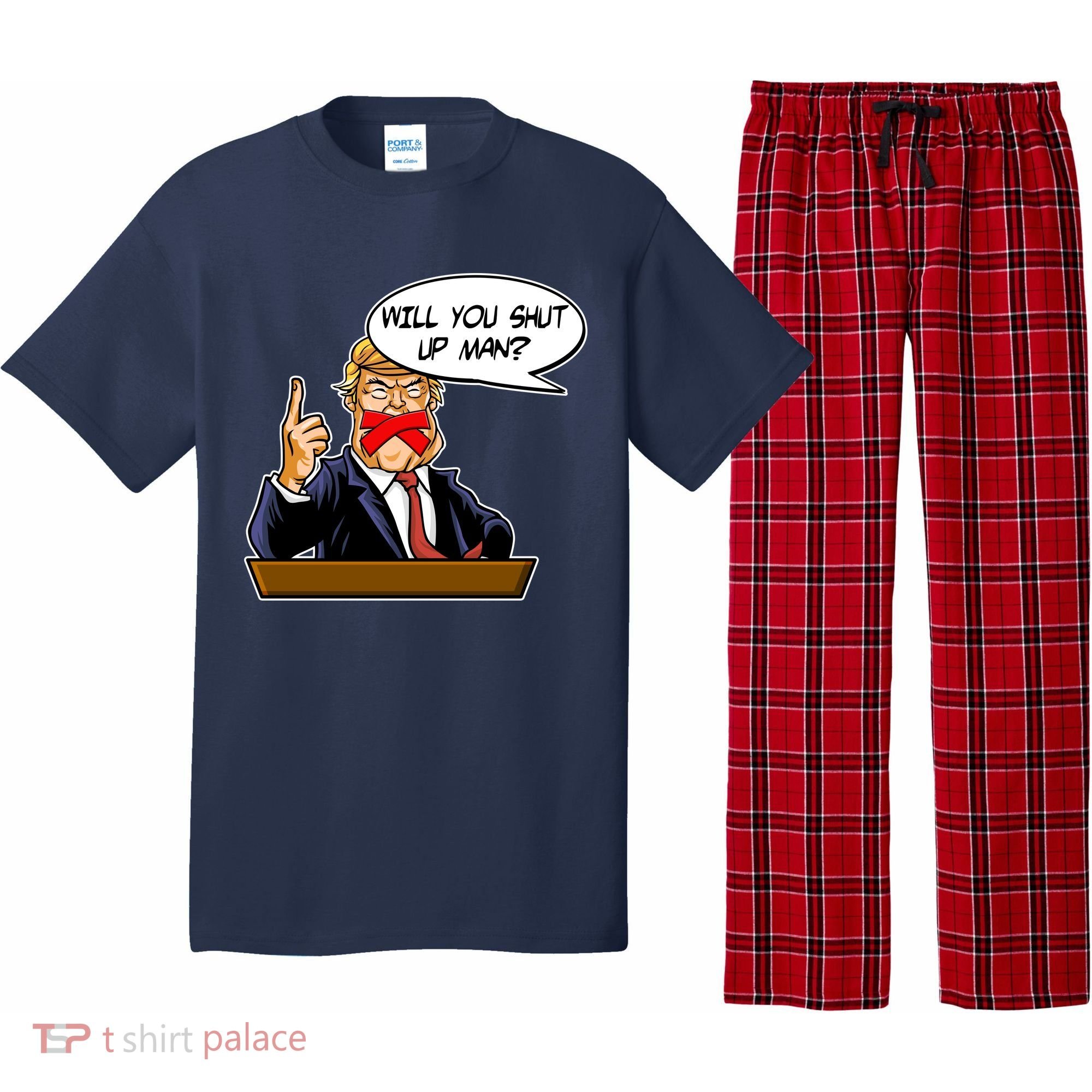 Funny Will You Shut Up Man Biden vs Trump Debate Comic Pajama Set