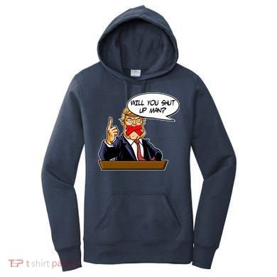 Funny Will You Shut Up Man Biden vs Trump Debate Comic Women's Hoodie