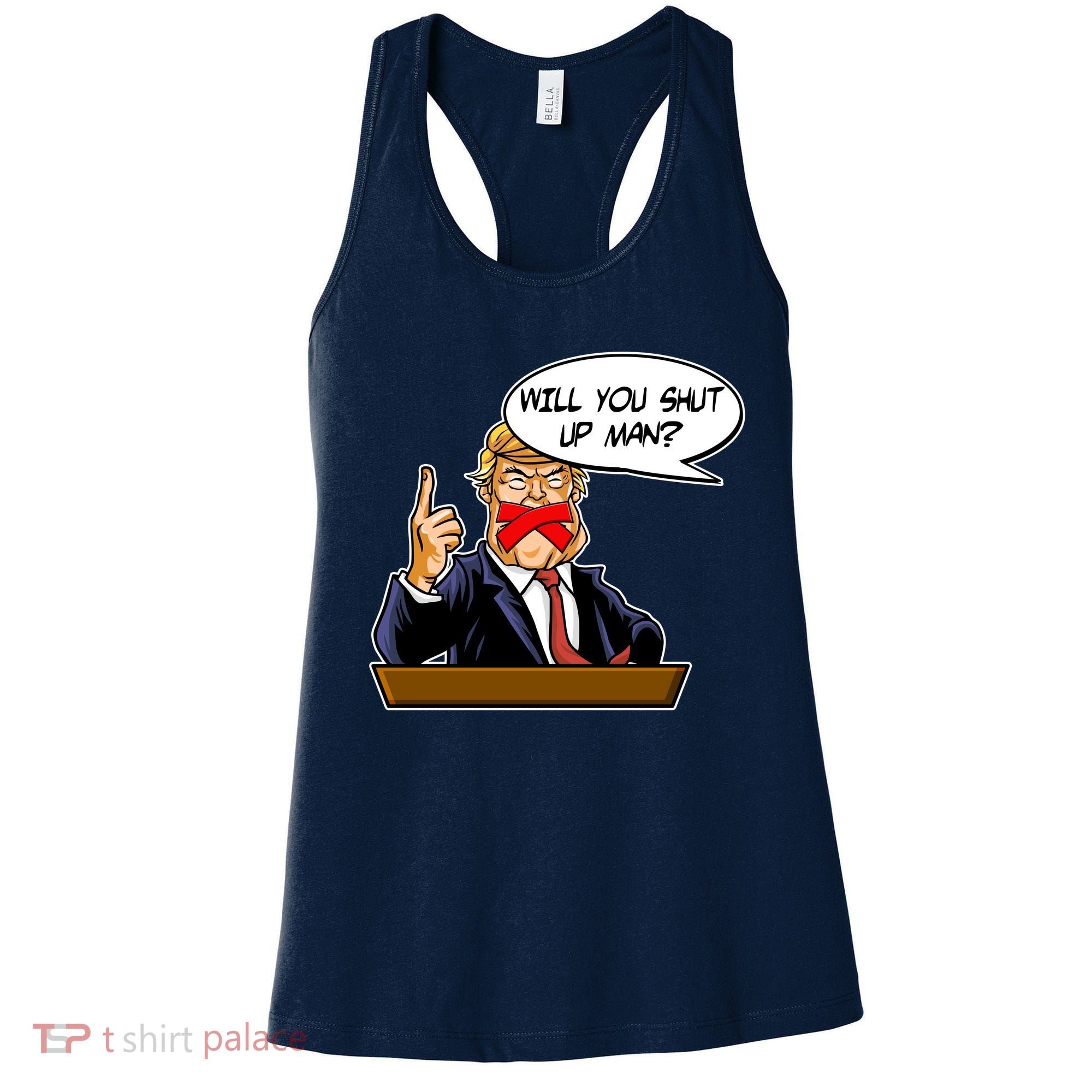 Funny Will You Shut Up Man Biden vs Trump Debate Comic Women's Tank Top