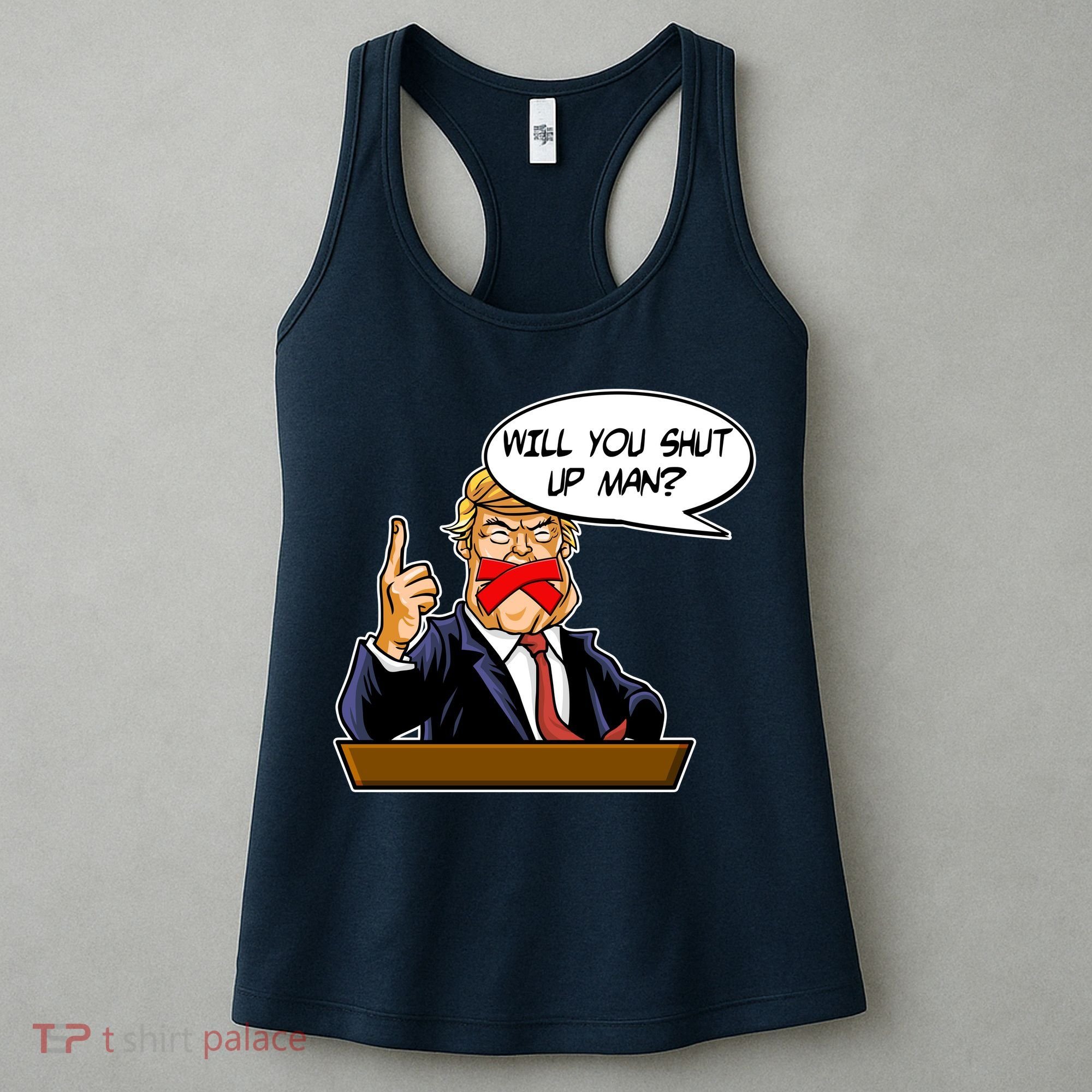 Funny Will You Shut Up Man Biden vs Trump Debate Comic Women's Tank Top