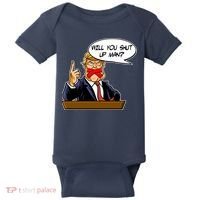 Funny Will You Shut Up Man Biden vs Trump Debate Comic Baby Bodysuit thumb 0