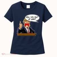 Funny Will You Shut Up Man Biden vs Trump Debate Comic Women's T-Shirt thumb 0
