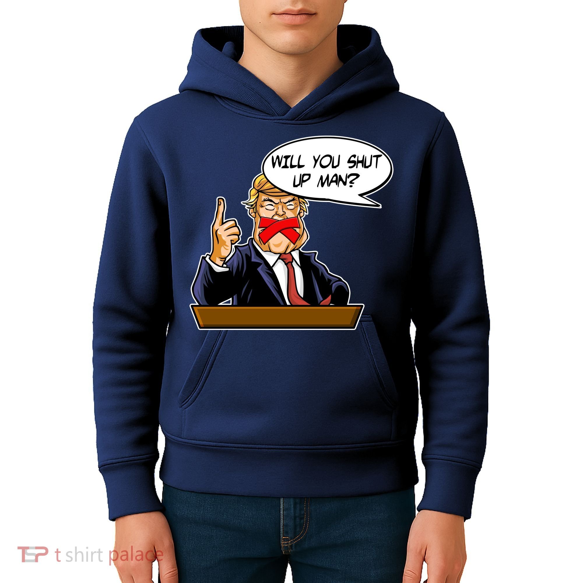 Funny Will You Shut Up Man Biden vs Trump Debate Comic Kids Hoodie