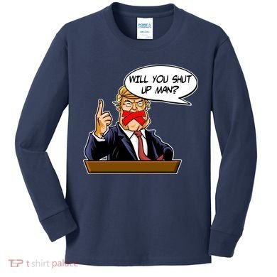 Funny Will You Shut Up Man Biden vs Trump Debate Comic Kids Long Sleeve Shirt